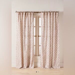 Anthropologie Leora Printed Cotton Tie-Top Floral Curtains, set of 2 Panels